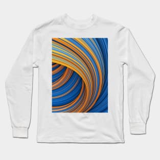 Fountain Flux Orange and Blue Abstract Wave Minimal Artwork Long Sleeve T-Shirt